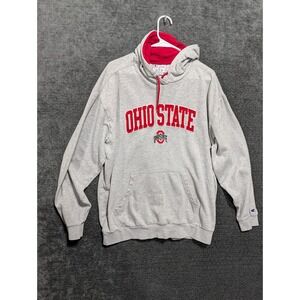 Champion Ohio State Buckeyes Hoodie Mens XL Grey Red Embroidered Sweatshirt